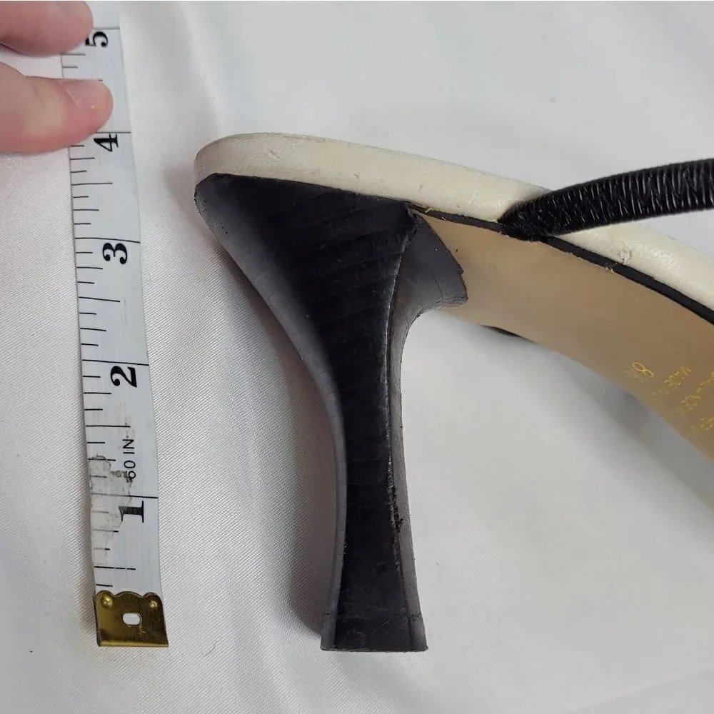 VINTAGE 90s‎ heels two tone leather sling back square toe sandal 8.5